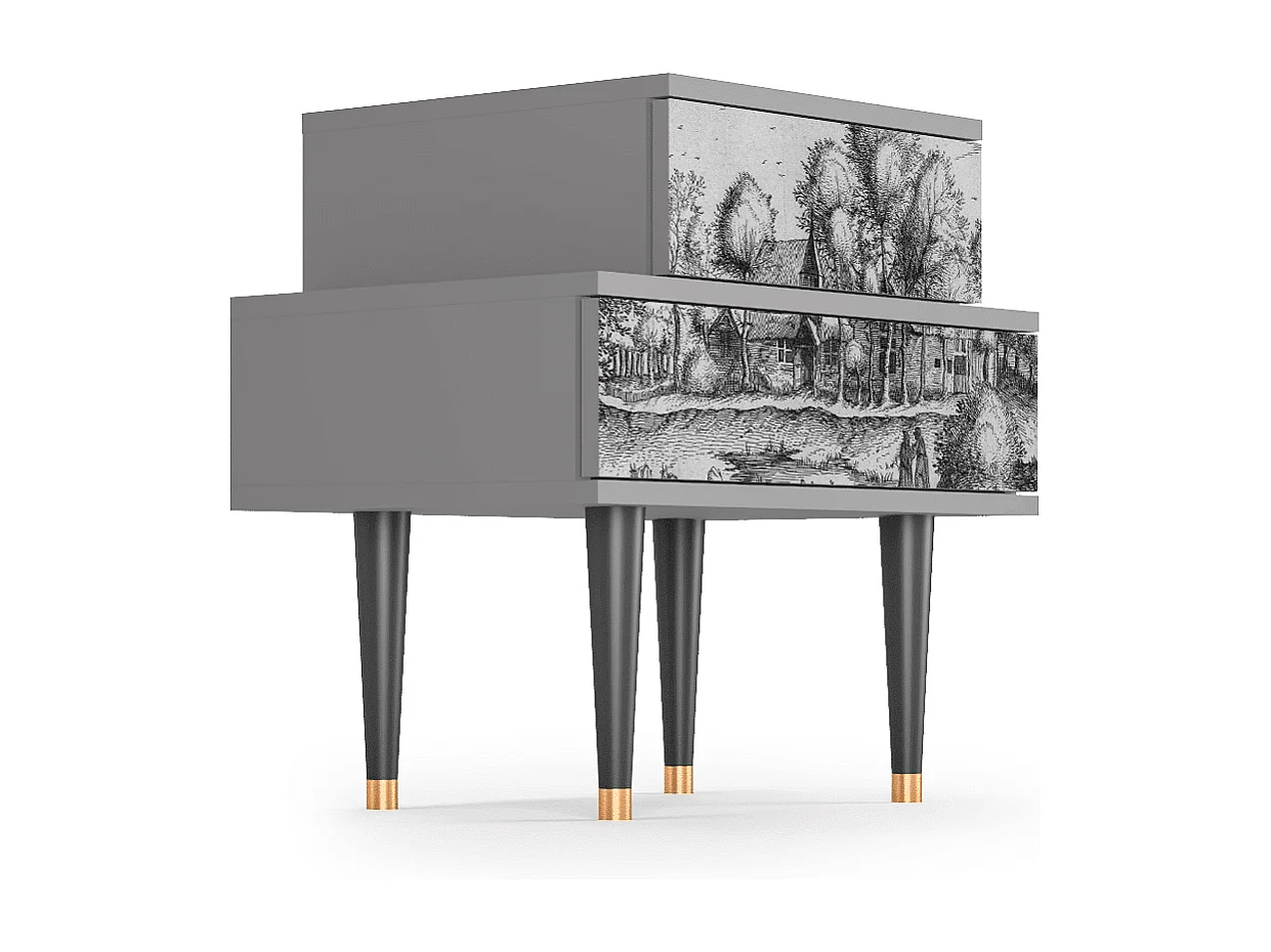 Stolik nocny - 58х58х41 cm - NS1 - A Pond, Szary