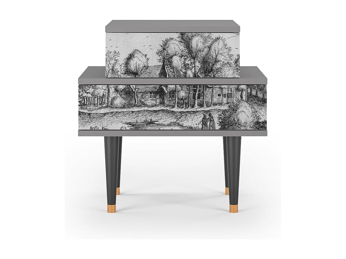 Stolik nocny - 58х58х41 cm - NS1 - A Pond, Szary