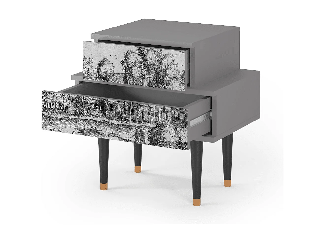 Stolik nocny - 58х58х41 cm - NS1 - A Pond, Szary