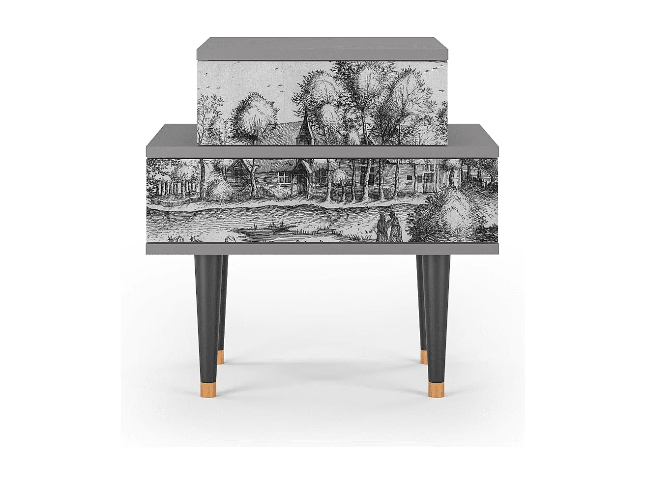 Stolik nocny - 58х58х41 cm - NS1 - A Pond, Szary