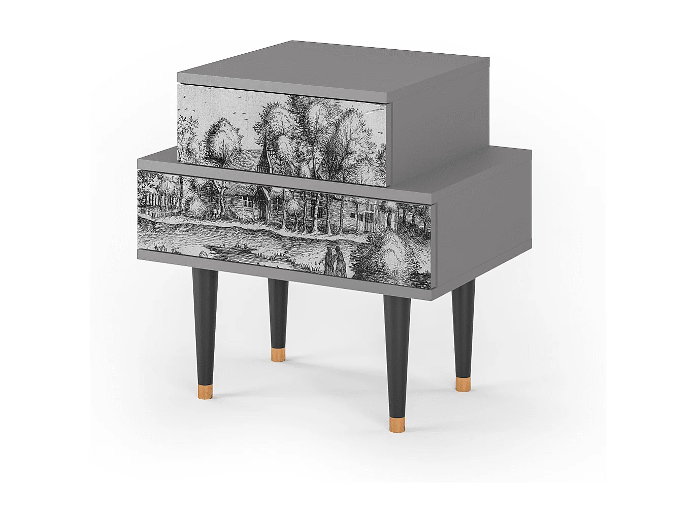 Stolik nocny - 58х58х41 cm - NS1 - A Pond, Szary