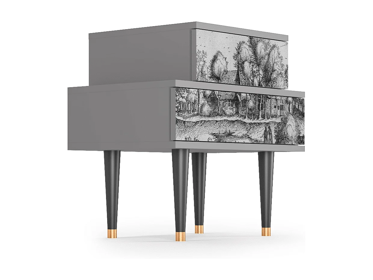 Stolik nocny - 58х58х41 cm - NS1 - A Pond, Szary