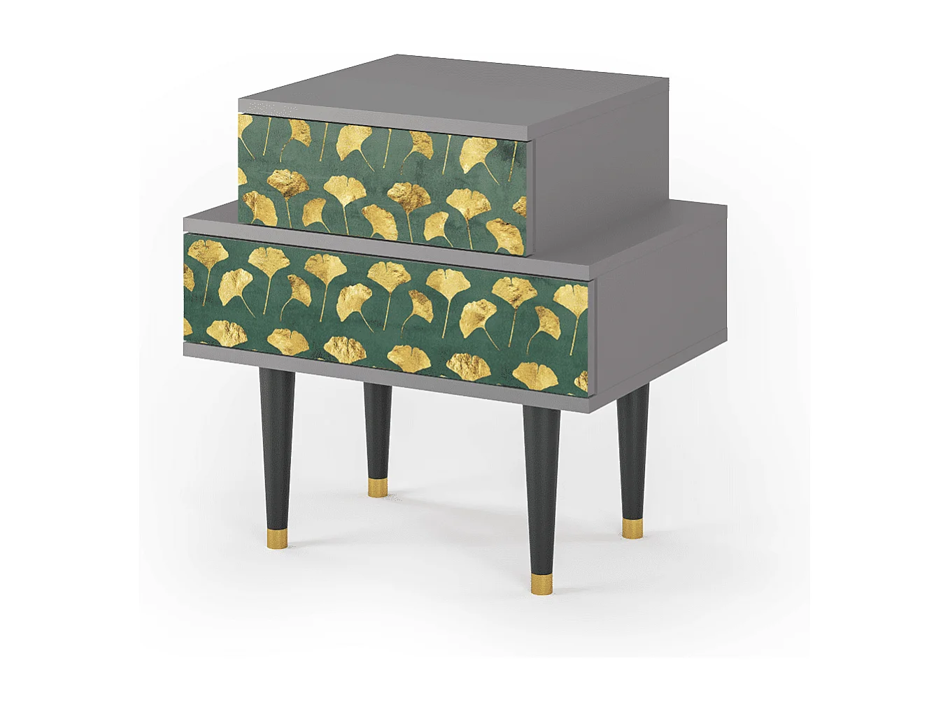 Table de nuit - 58х58х41 cm - NS1 - Gingko leaves, Gris