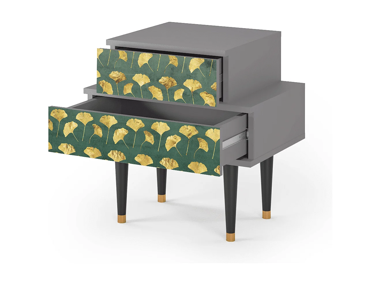 Table de nuit - 58х58х41 cm - NS1 - Gingko leaves, Gris