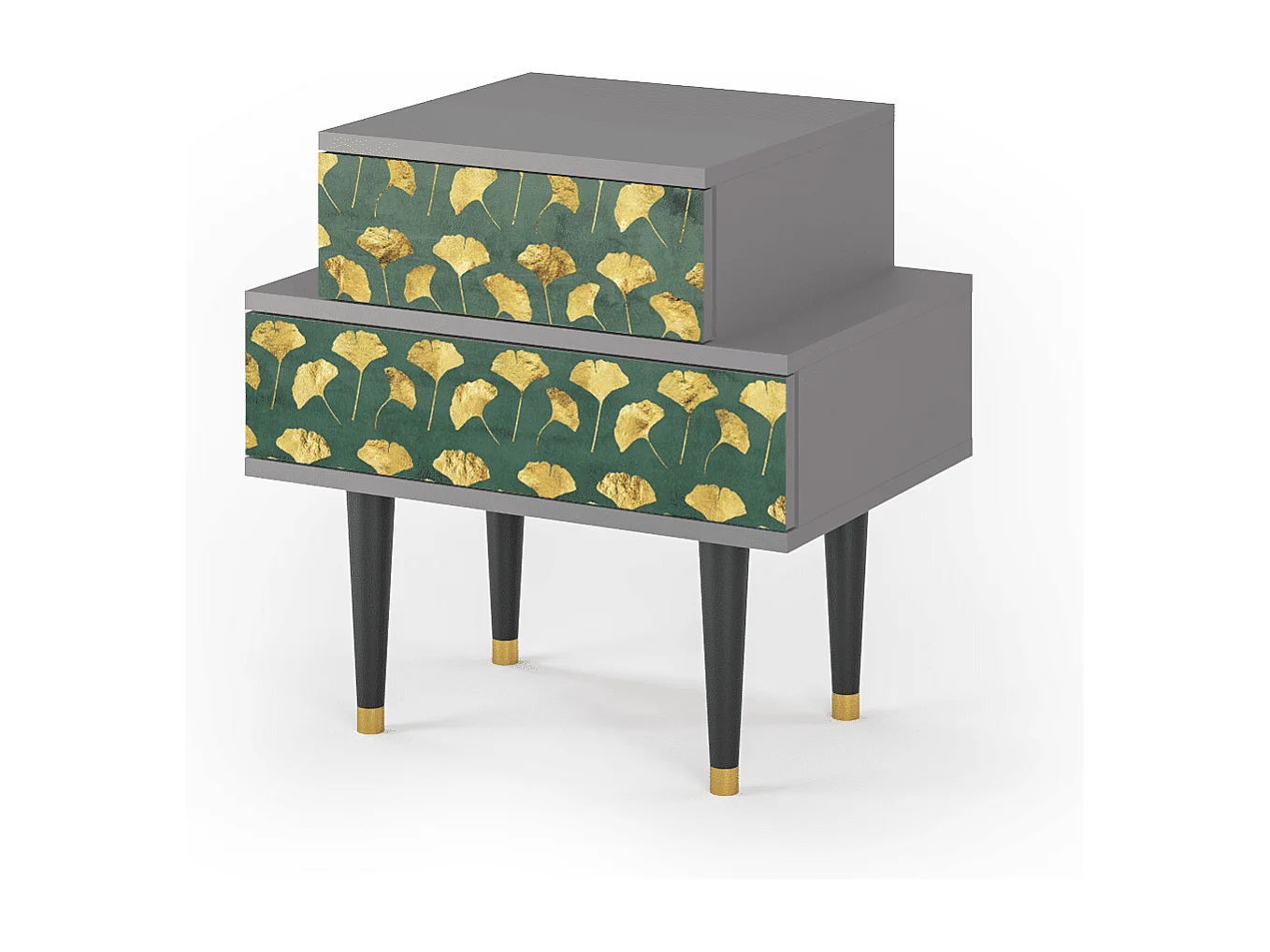 Table de nuit - 58х58х41 cm - NS1 - Gingko leaves, Gris