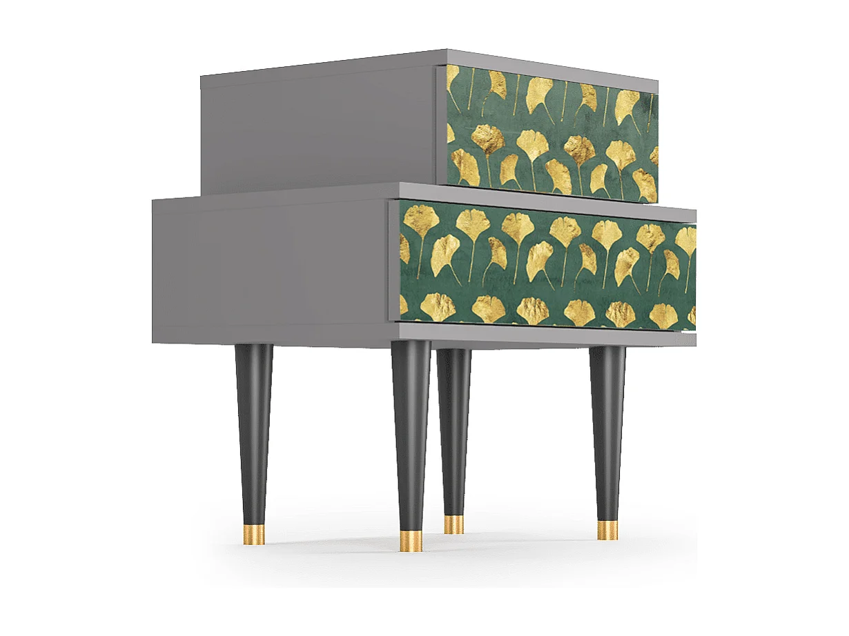 Table de nuit - 58х58х41 cm - NS1 - Gingko leaves, Gris