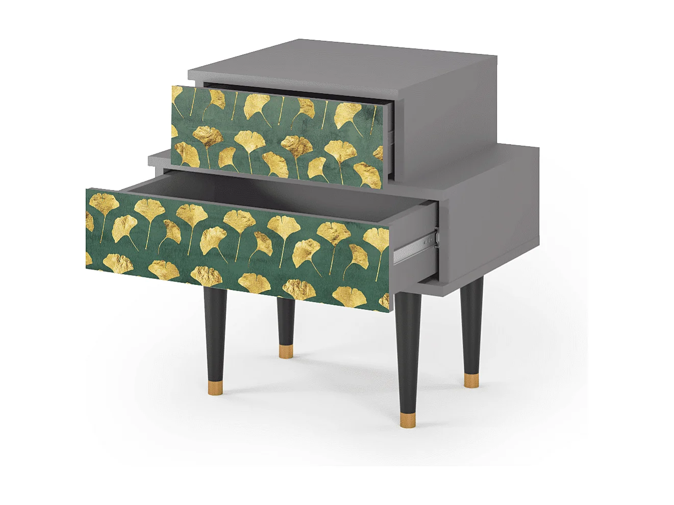 Table de nuit - 58х58х41 cm - NS1 - Gingko leaves, Gris