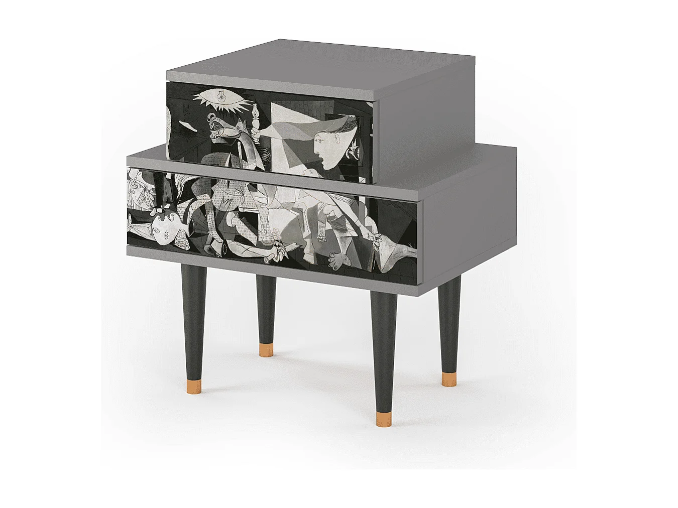 Table de nuit - 58х58х41 cm - NS1 - Guernica by Picasso, Gris