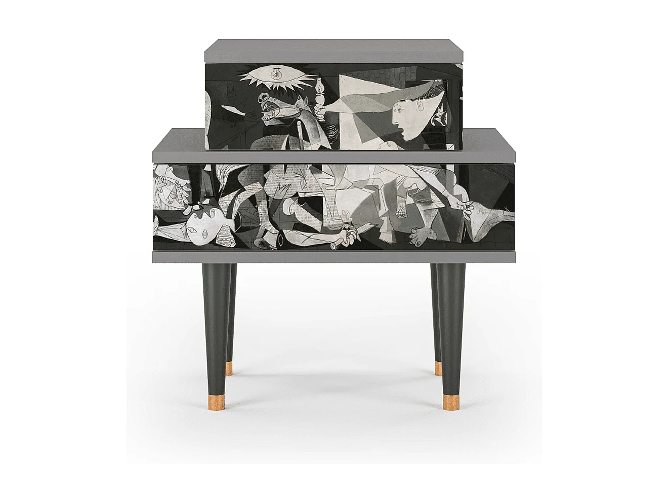 Table de nuit - 58х58х41 cm - NS1 - Guernica by Picasso, Gris