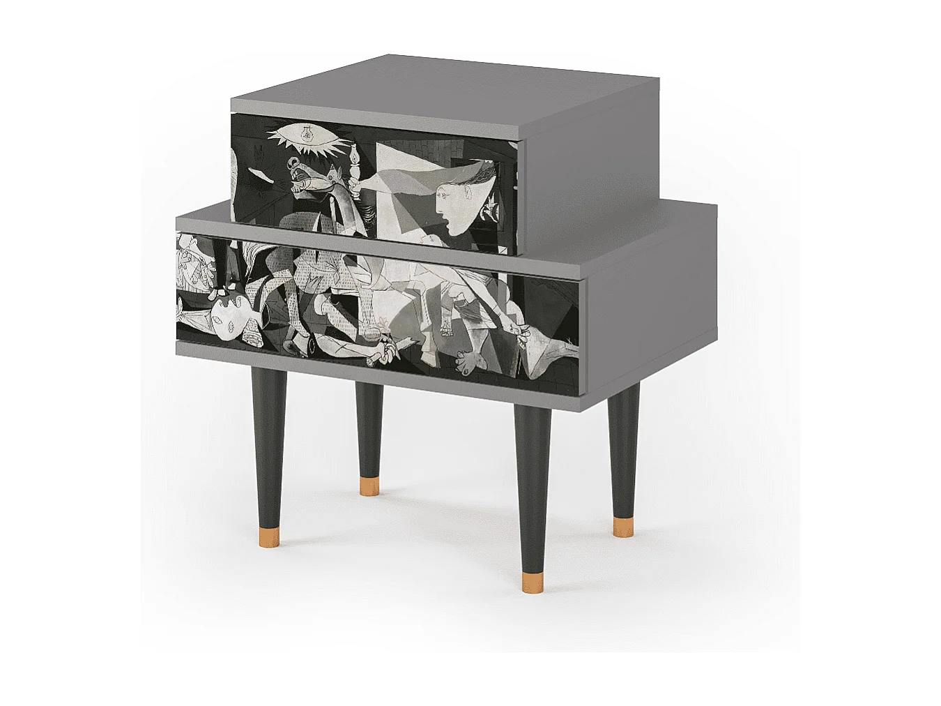 Table de nuit - 58х58х41 cm - NS1 - Guernica by Picasso, Gris