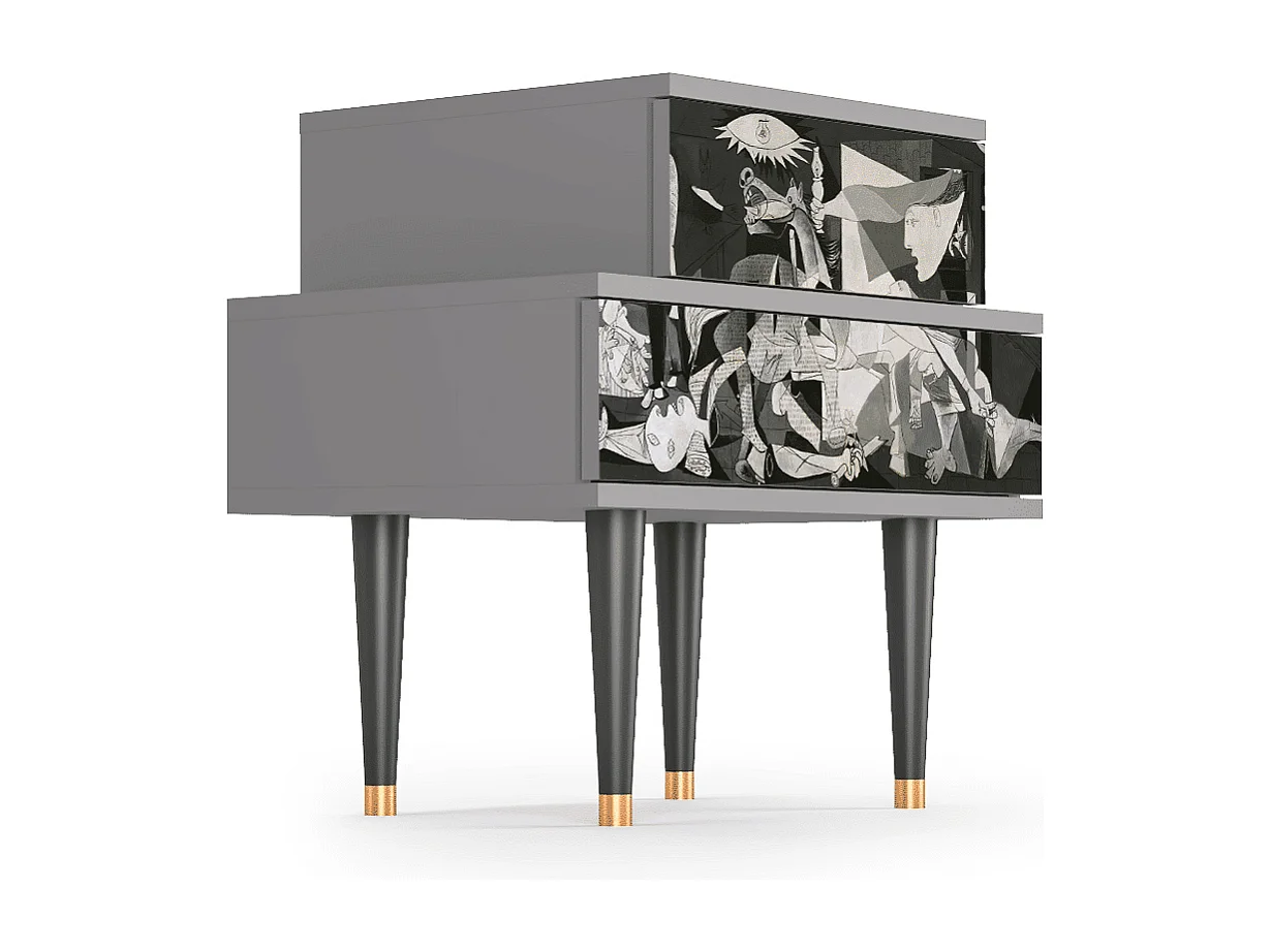 Table de nuit - 58х58х41 cm - NS1 - Guernica by Picasso, Gris