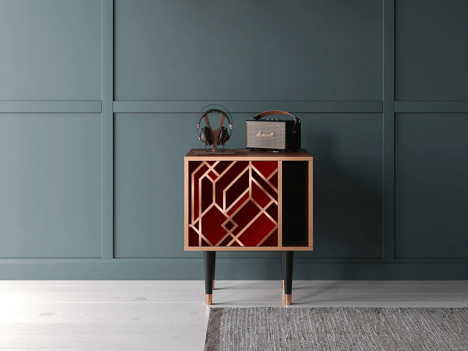 Stolik nocny - 57х69х48 cm - S2 - Velvet 1920's, Orzech