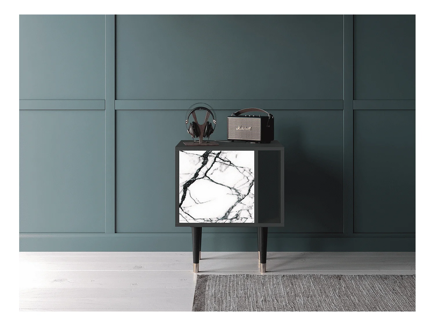 Table de nuit - 57х69х48 cm - S2 - Raven Marble, Anthracite