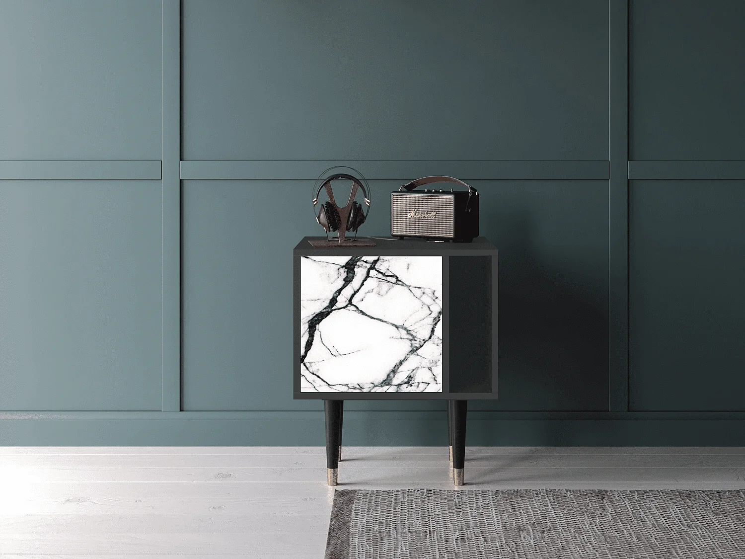 Table de nuit - 57х69х48 cm - S2 - Raven Marble, Anthracite