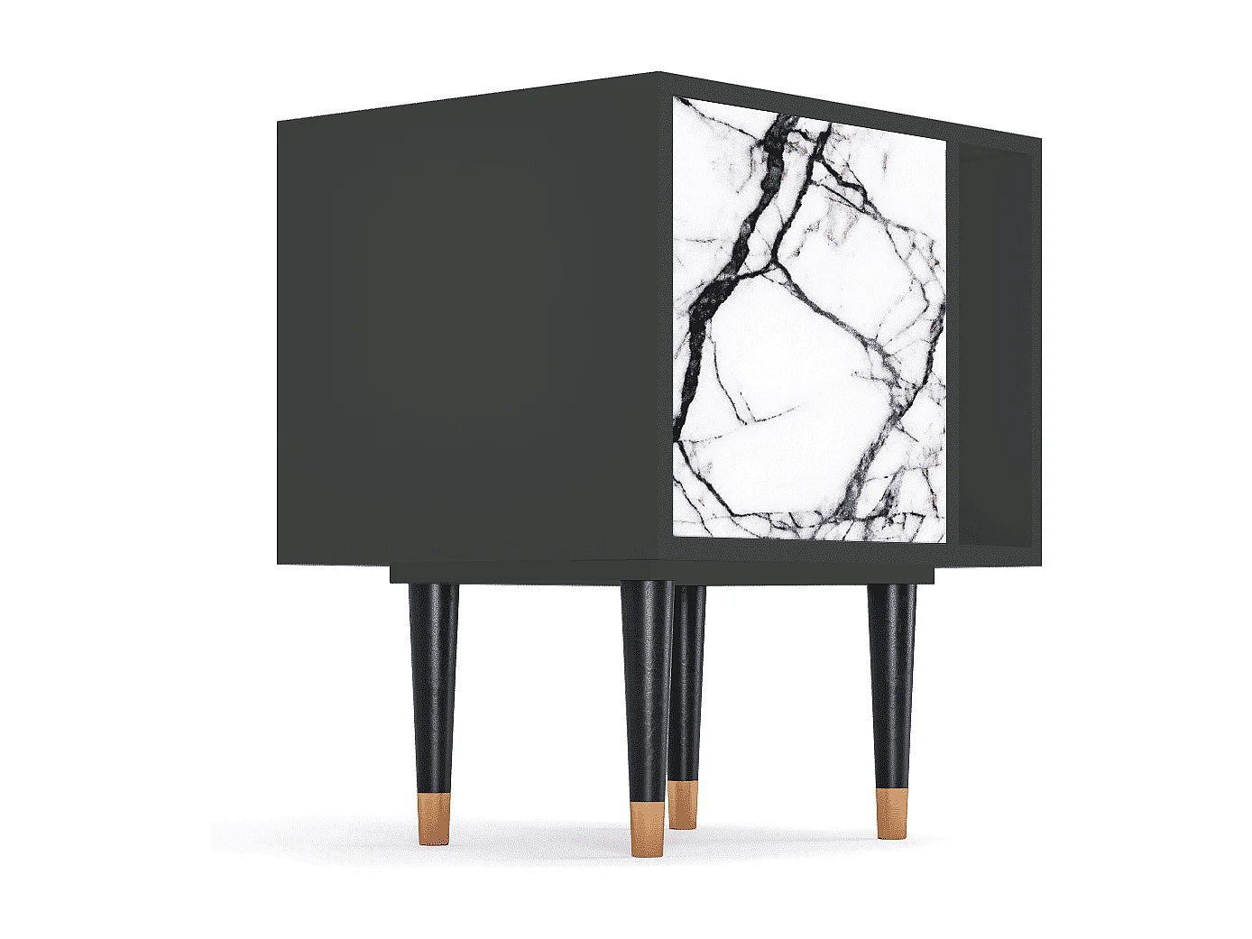 Stolik nocny - 57х69х48 cm - S2 - Raven Marble, Antracyt