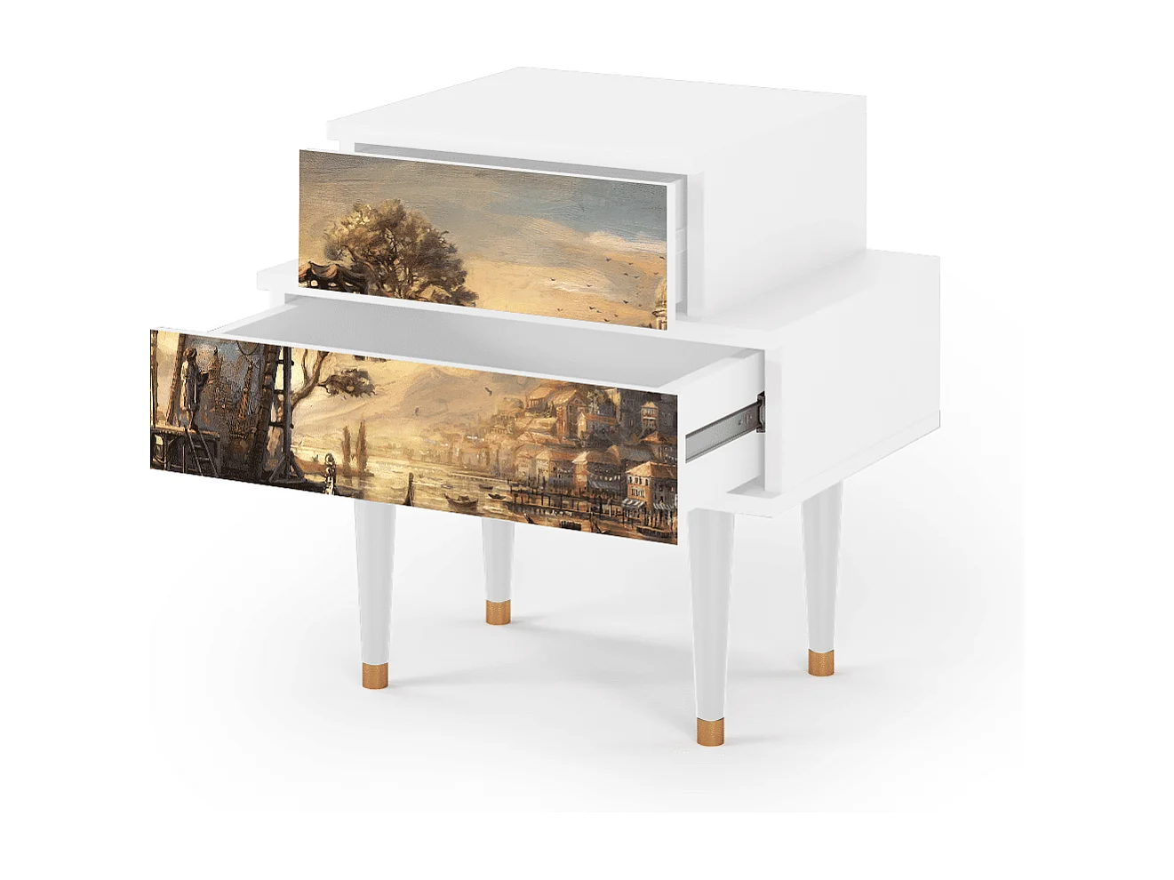 Stolik nocny - 58х58х41 cm - NS1 - Venice, Biały