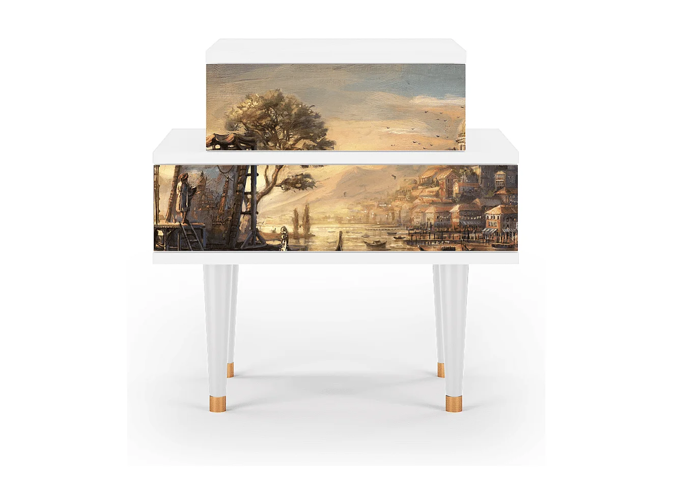 Stolik nocny - 58х58х41 cm - NS1 - Venice, Biały