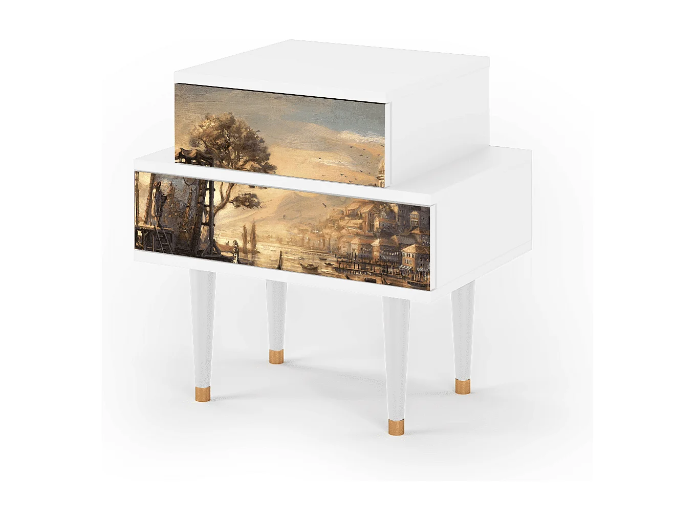 Stolik nocny - 58х58х41 cm - NS1 - Venice, Biały