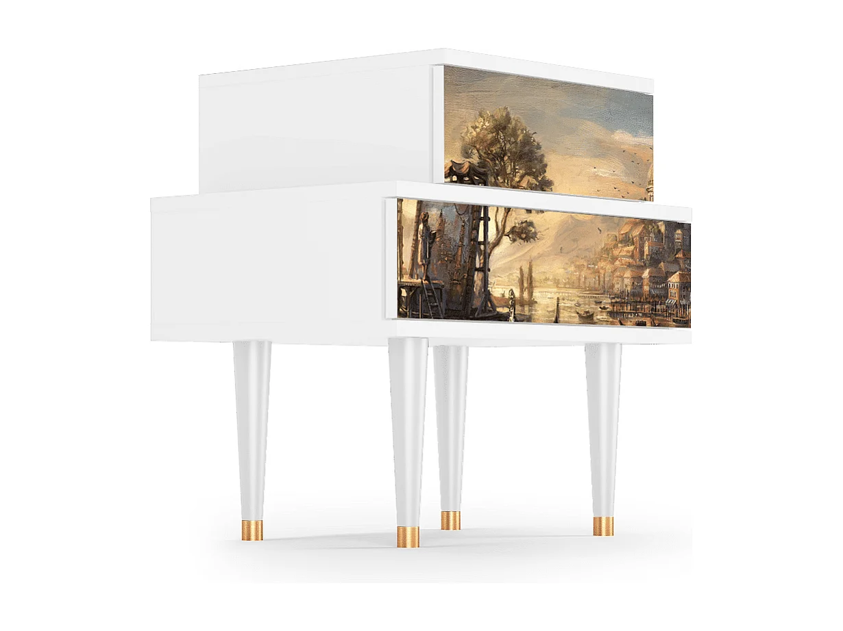 Stolik nocny - 58х58х41 cm - NS1 - Venice, Biały