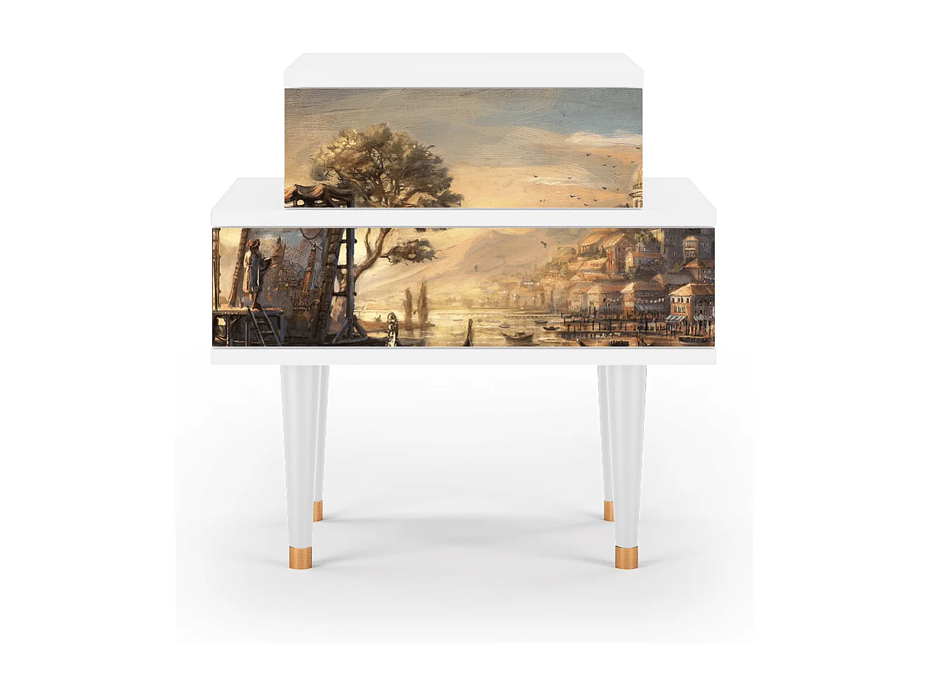 Stolik nocny - 58х58х41 cm - NS1 - Venice, Biały