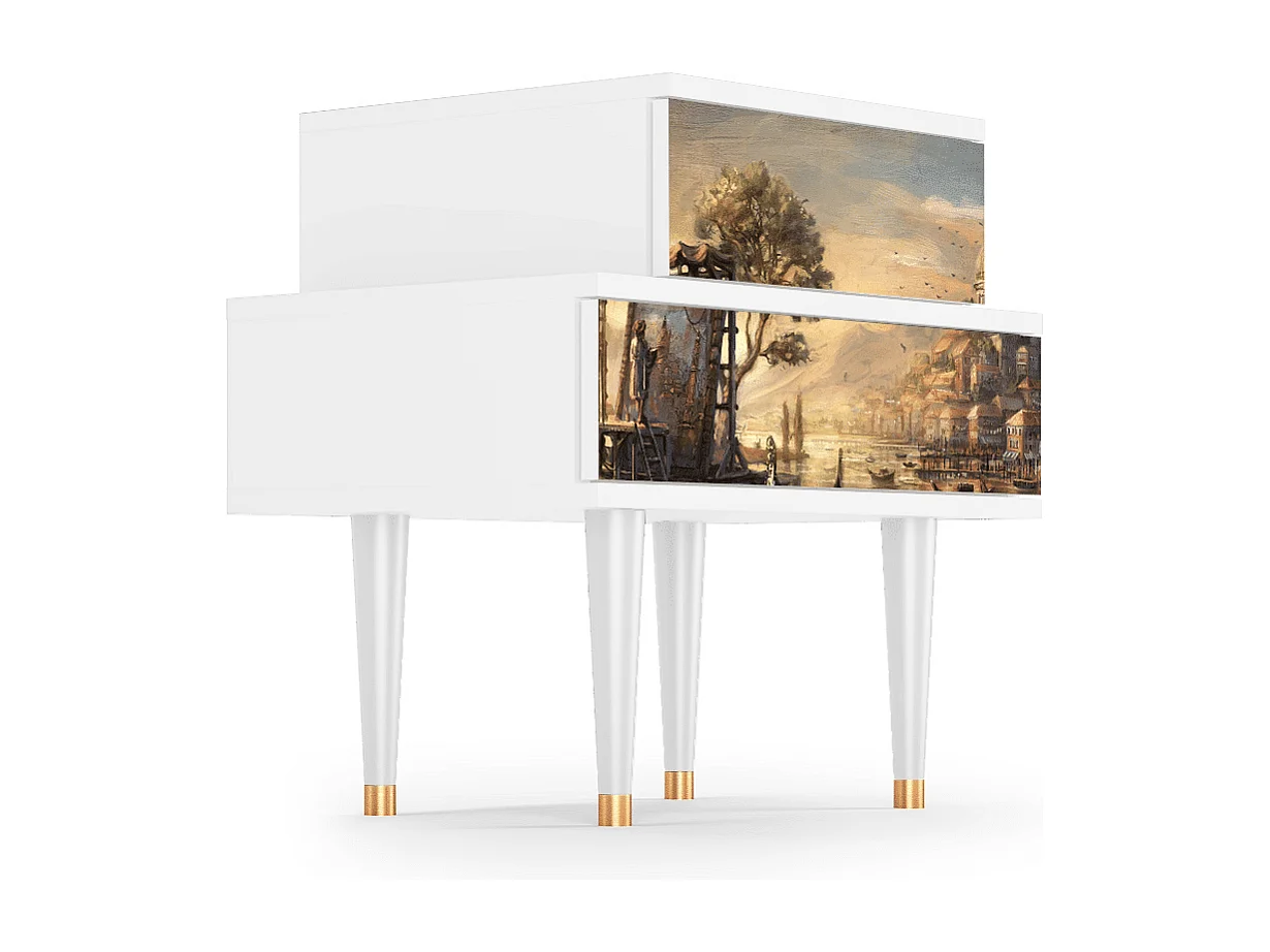 Stolik nocny - 58х58х41 cm - NS1 - Venice, Biały