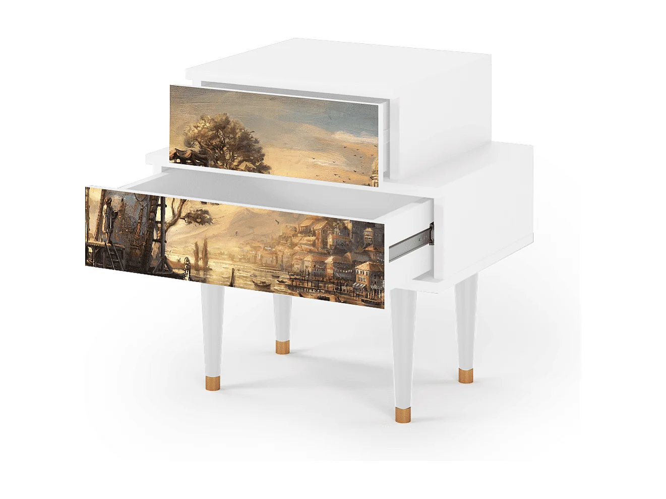 Stolik nocny - 58х58х41 cm - NS1 - Venice, Biały