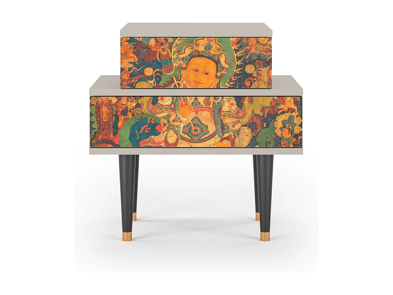 Stolik nocny - 58х58х41 cm - NS1 - God by Vaisravana , Piaskowy