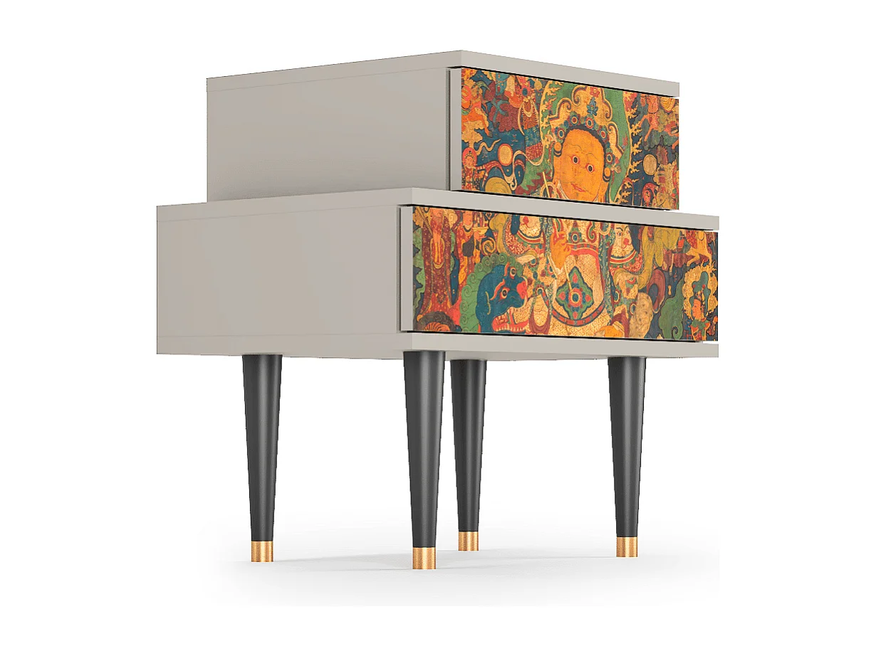 Stolik nocny - 58х58х41 cm - NS1 - God by Vaisravana , Piaskowy