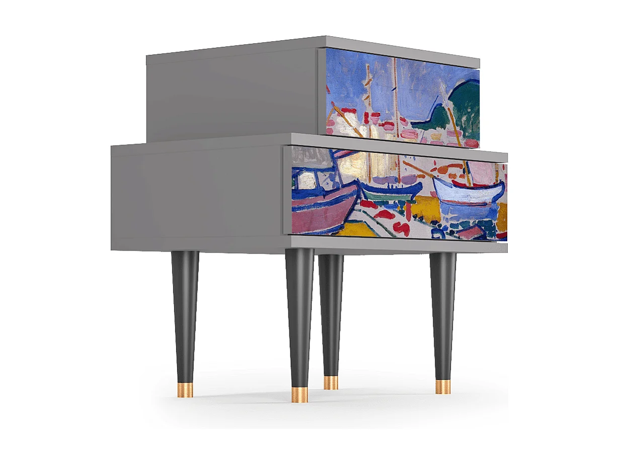 Stolik nocny - 58х58х41 cm - NS1 - The Port of Collioure , Szary