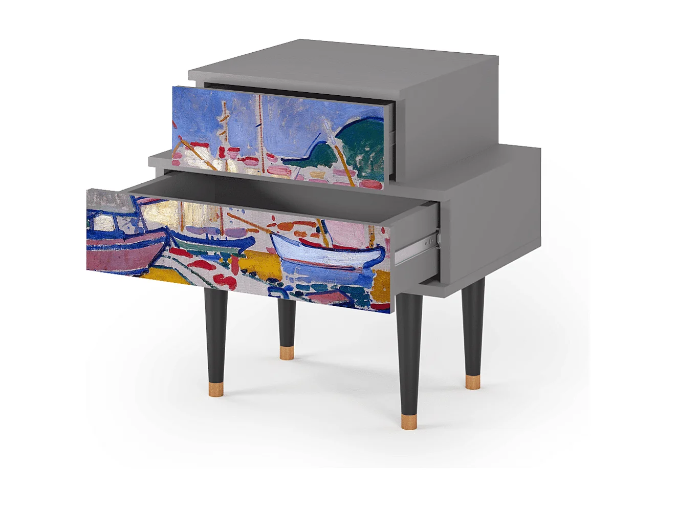 Stolik nocny - 58х58х41 cm - NS1 - The Port of Collioure , Szary