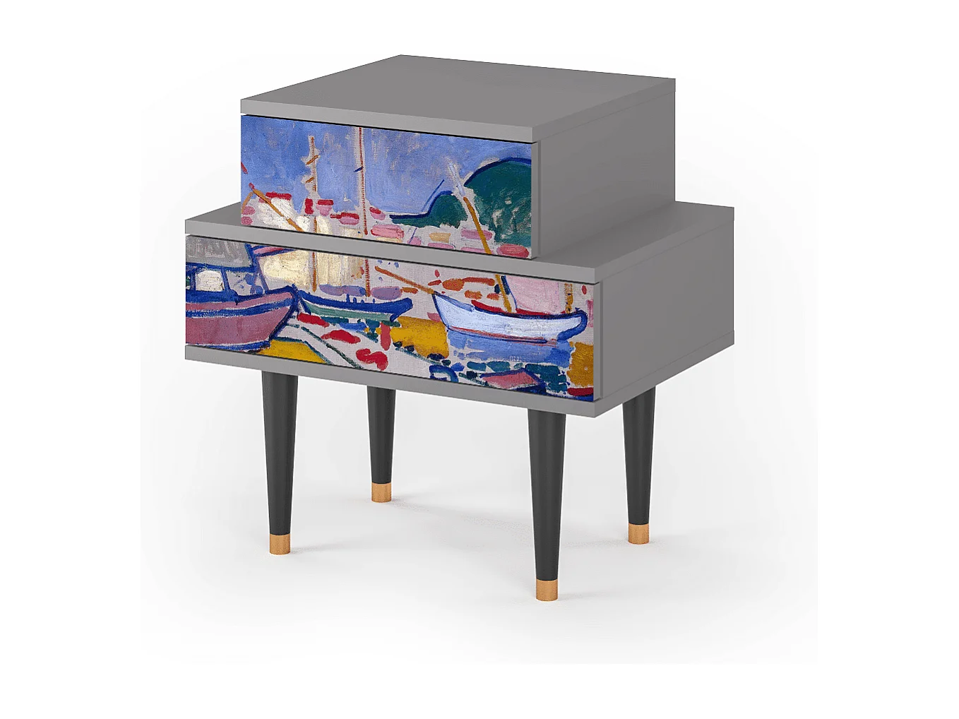 Nachttisch - 58х58х41 cm - NS1 - The Port of Collioure , Grau