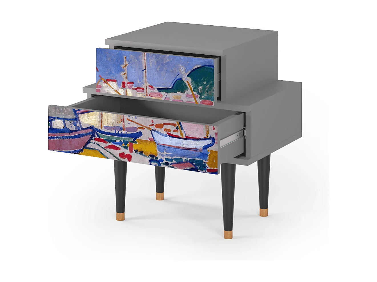 Nachttisch - 58х58х41 cm - NS1 - The Port of Collioure , Grau