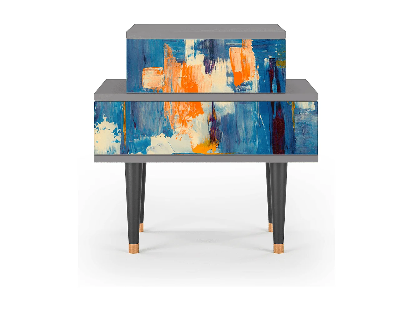 Table de nuit - 58х58х41 cm - NS1 - Abstract Expressionism, Gris