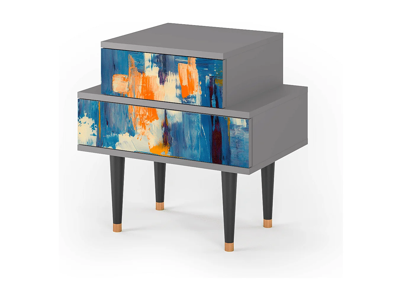 Table de nuit - 58х58х41 cm - NS1 - Abstract Expressionism, Gris