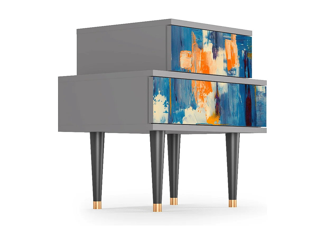 Table de nuit - 58х58х41 cm - NS1 - Abstract Expressionism, Gris