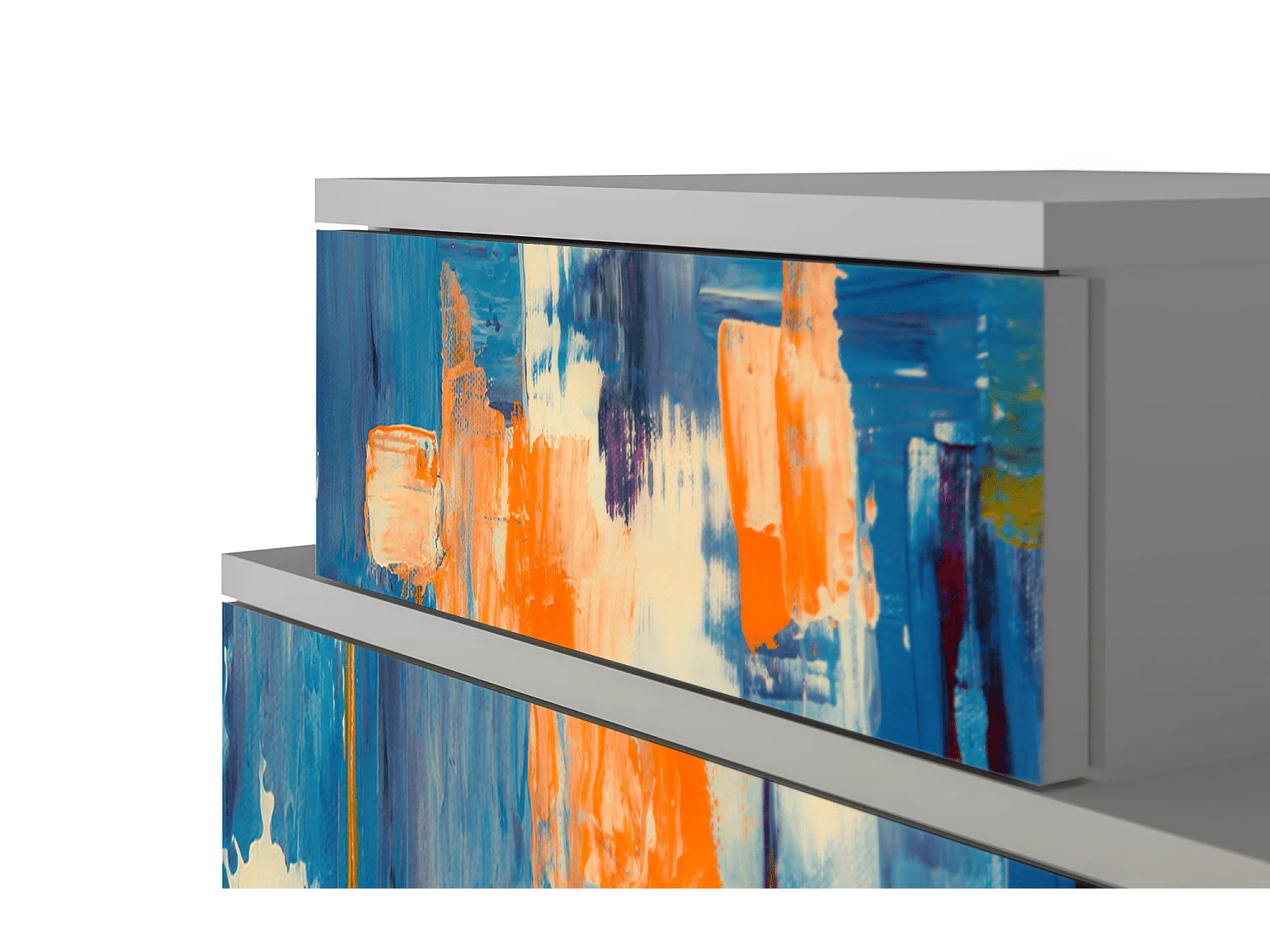 Table de nuit - 58х58х41 cm - NS1 - Abstract Expressionism, Gris