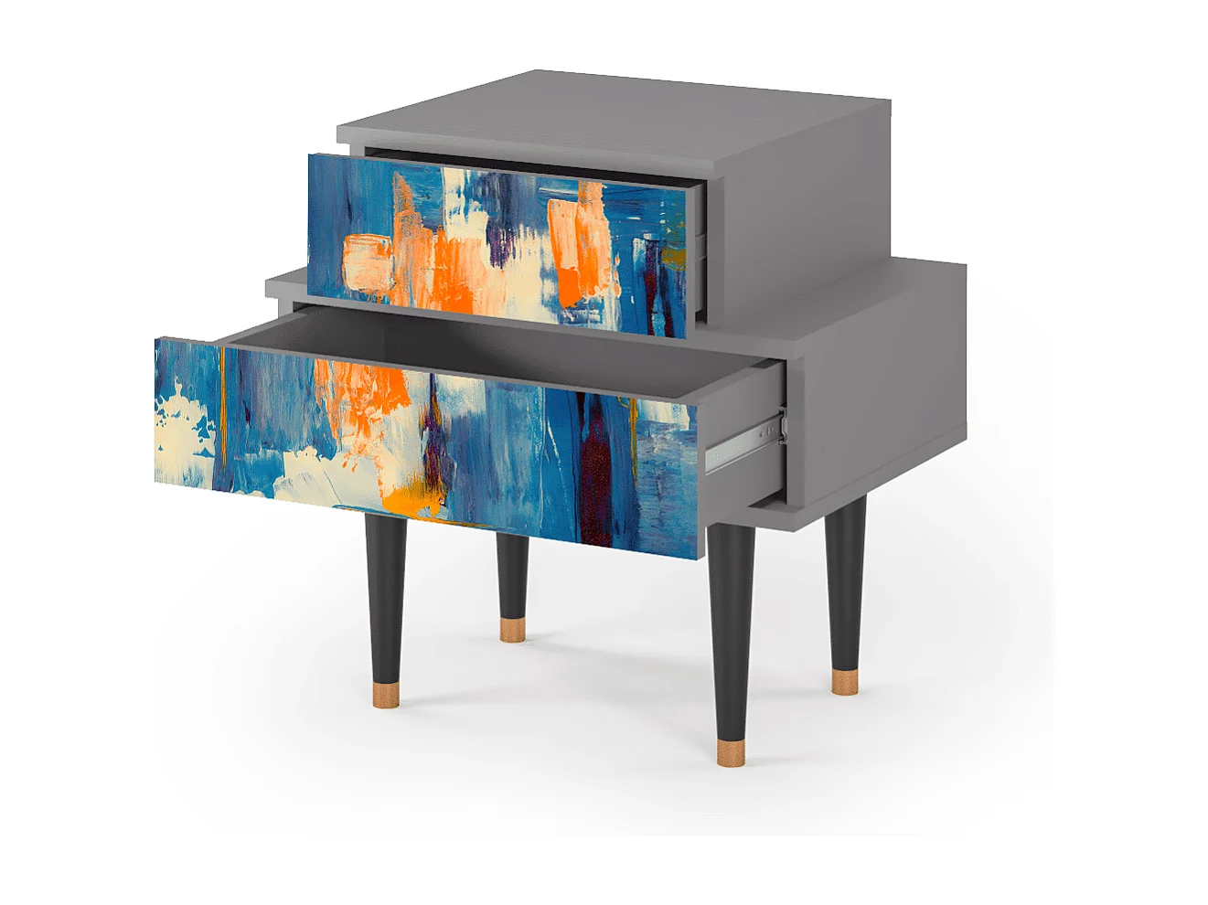 Table de nuit - 58х58х41 cm - NS1 - Abstract Expressionism, Gris