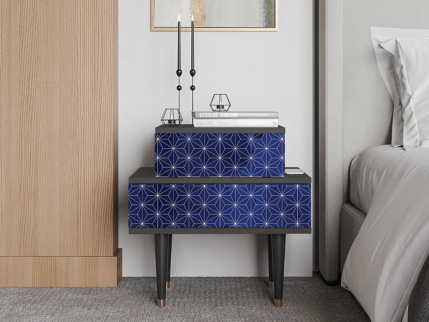 Table de nuit - 58х58х41 cm - NS1 - Milky Way, Anthracite