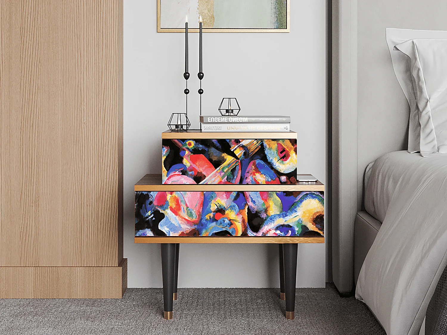 Stolik nocny - 58х58х41 cm - NS1 - Kandinsky, Orzech