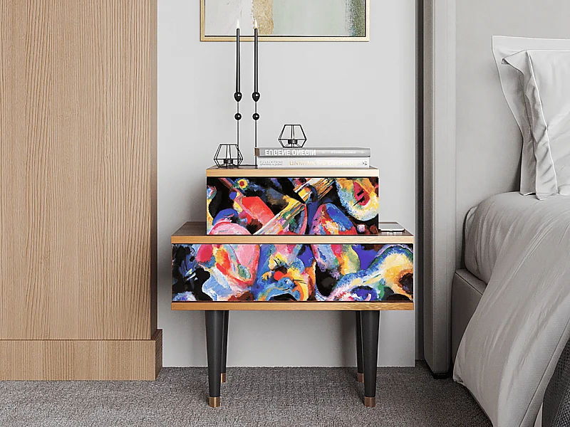 Stolik nocny - 58х58х41 cm - NS1 - Kandinsky, Orzech