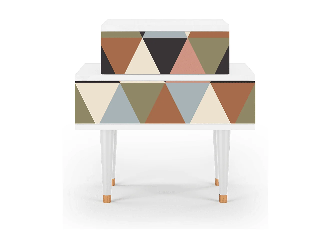 Stolik nocny - 58х58х41 cm - NS1 - Royal Triangles, Biały