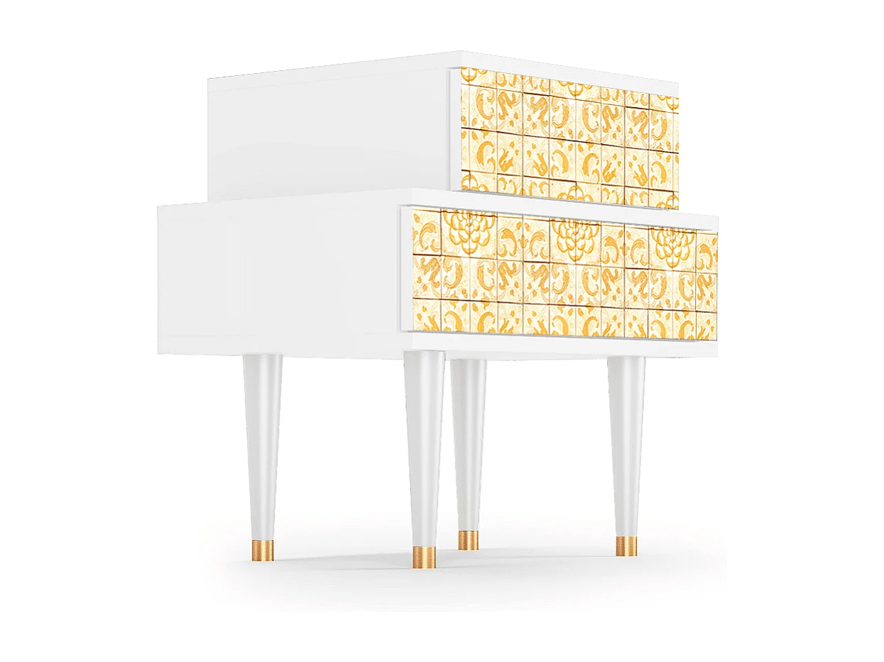 Stolik nocny - 58х58х41 cm - NS1 - Royal Triangles, Biały