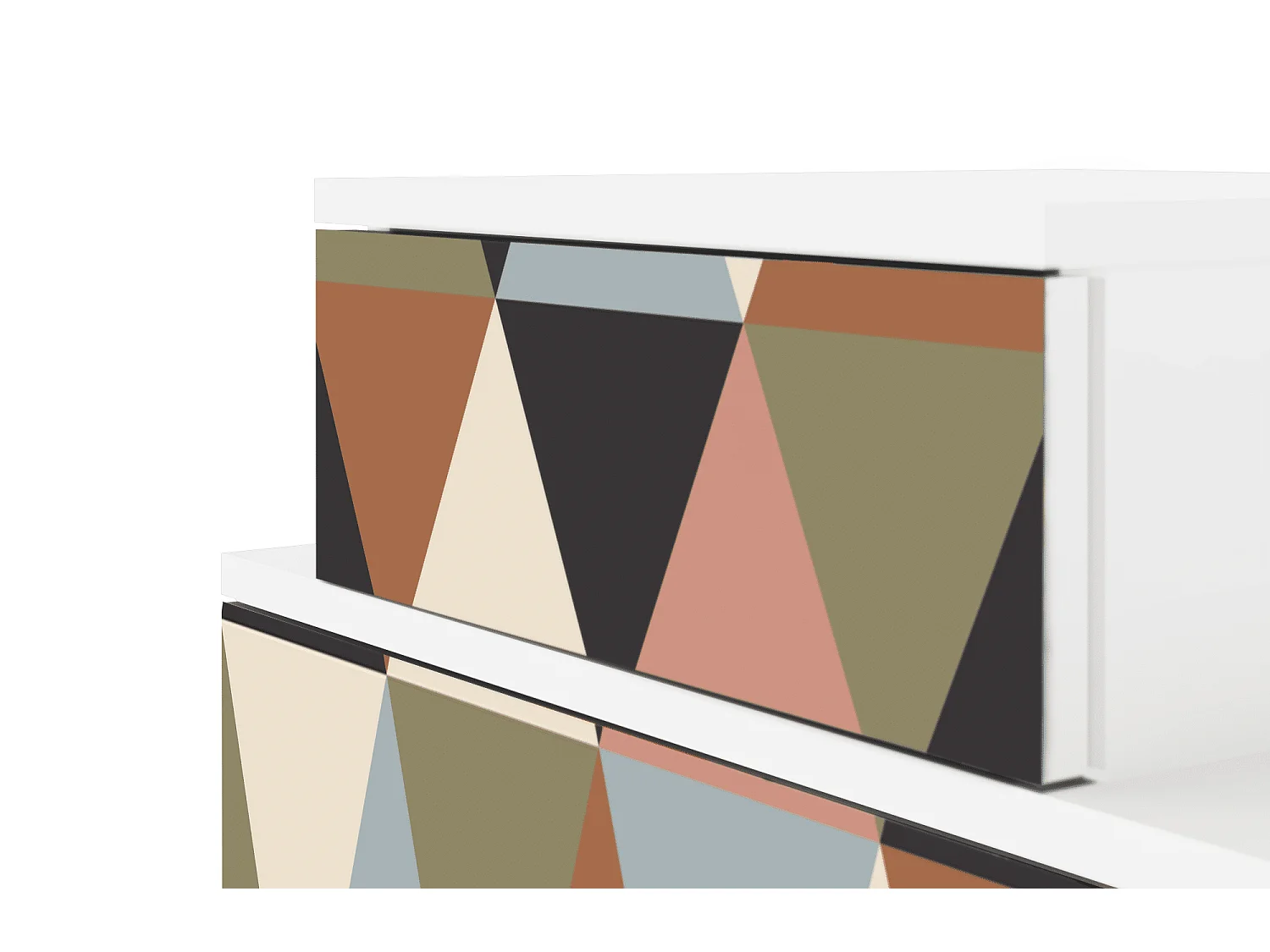 Stolik nocny - 58х58х41 cm - NS1 - Royal Triangles, Biały