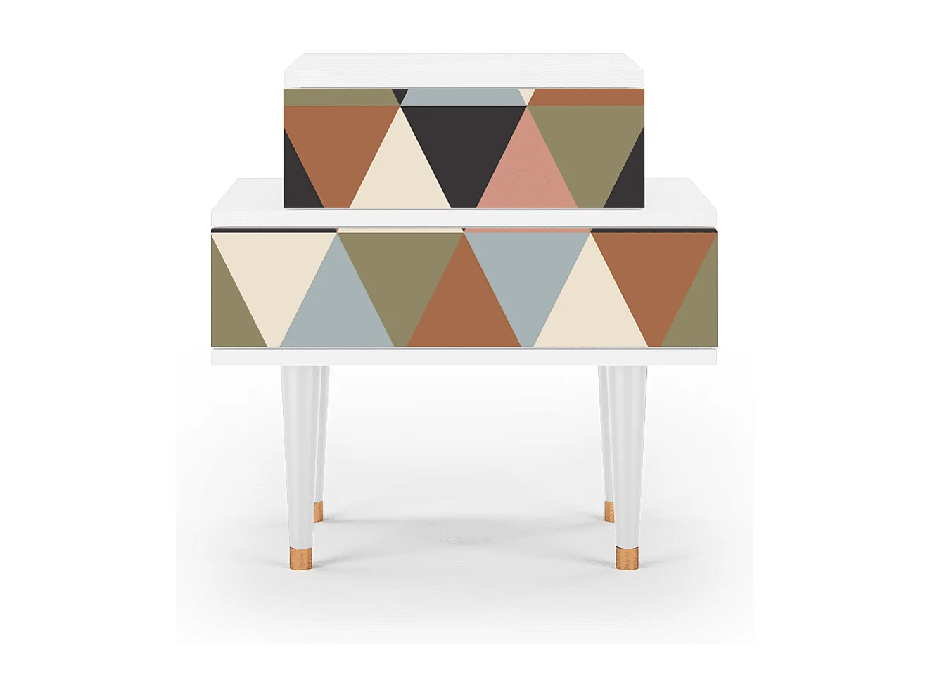 Stolik nocny - 58х58х41 cm - NS1 - Royal Triangles, Biały