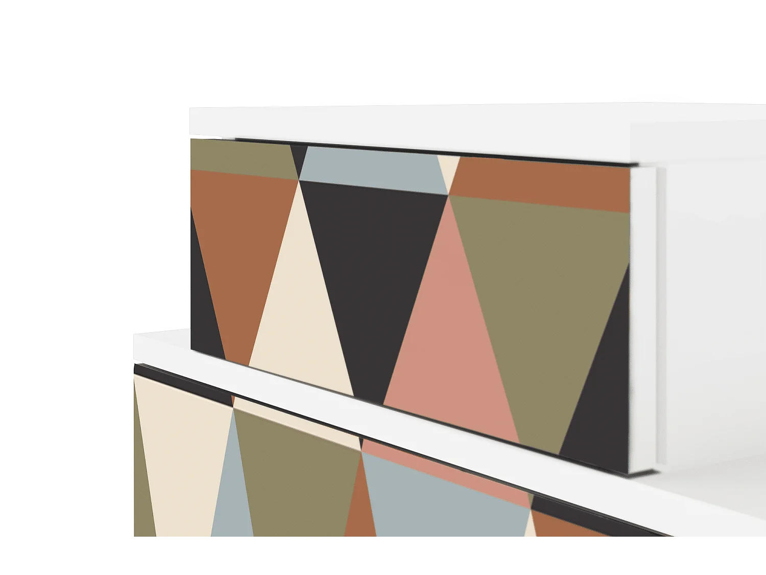 Stolik nocny - 58х58х41 cm - NS1 - Royal Triangles, Biały