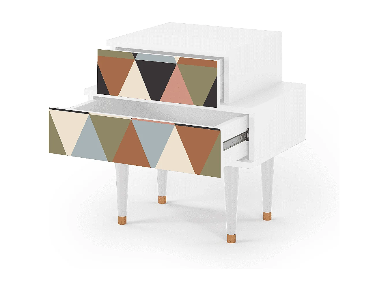 Stolik nocny - 58х58х41 cm - NS1 - Royal Triangles, Biały