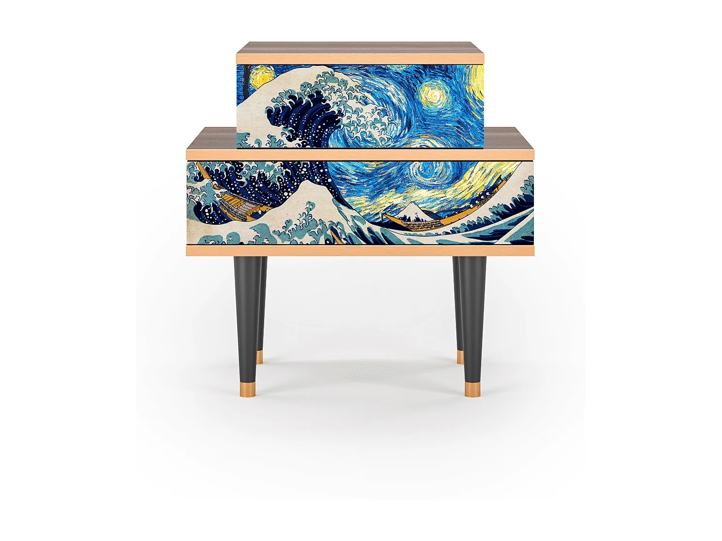Stolik nocny - 58х58х41 cm - NS1 - Great Wave, Orzech