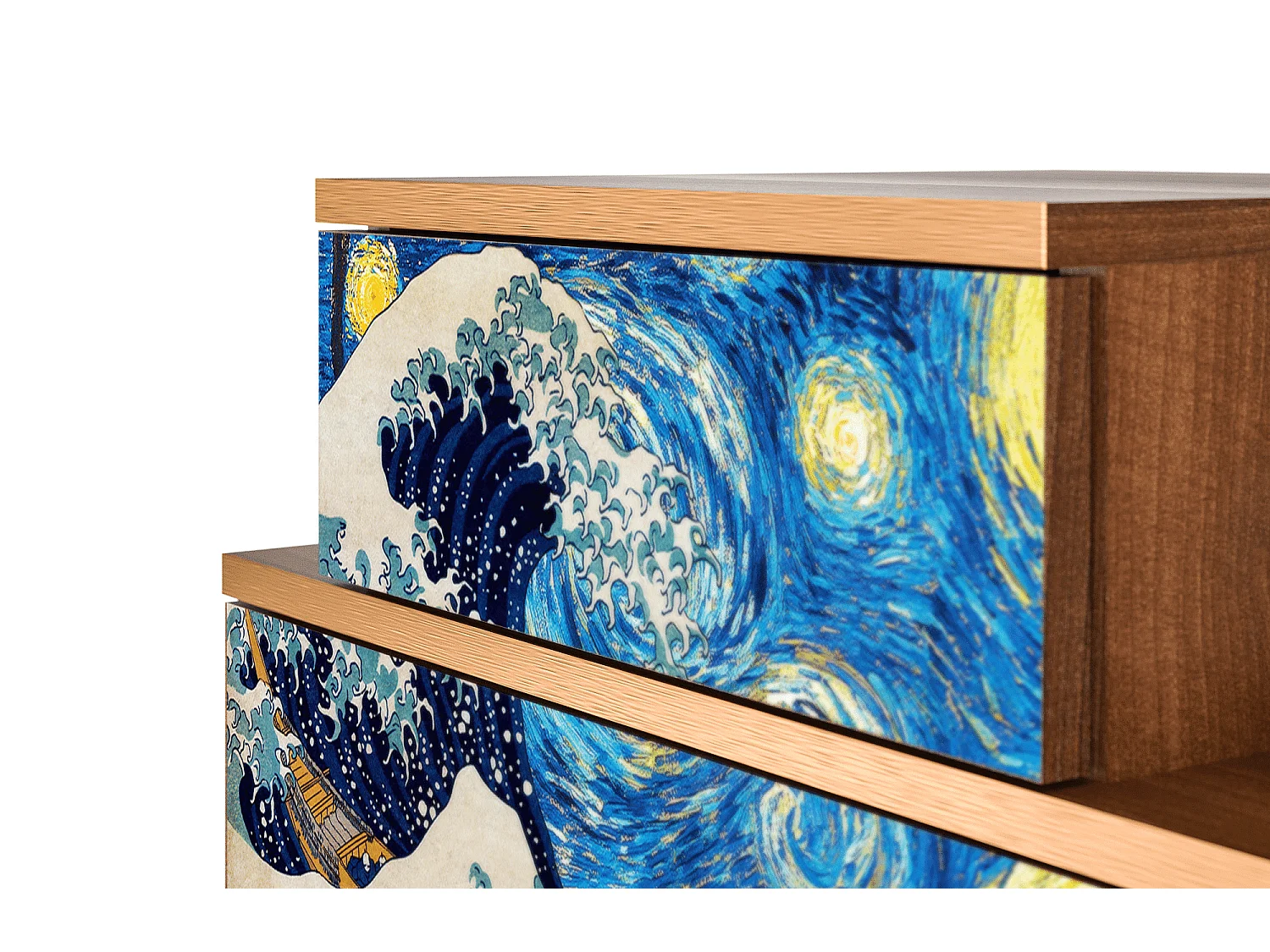 Stolik nocny - 58х58х41 cm - NS1 - Great Wave, Orzech
