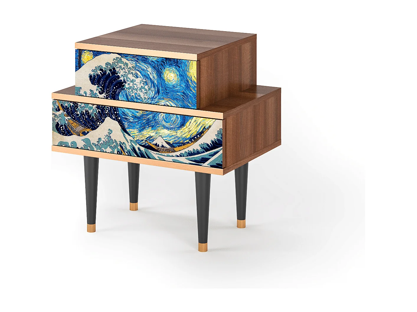 Nachtkastje - 58х58х41 cm - NS1 - Great Wave, Walnoot