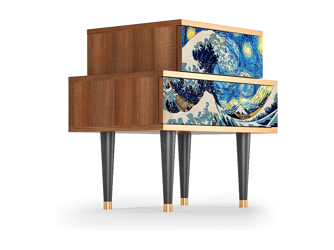 Nachtkastje - 58х58х41 cm - NS1 - Great Wave, Walnoot